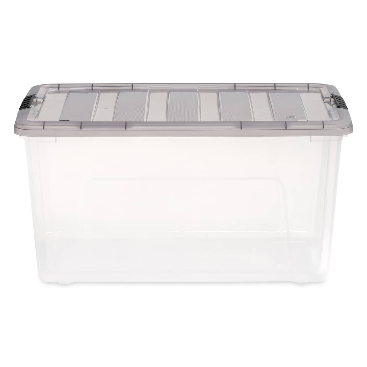 IRIS Stack & Pull Clear Plastic Storage Boxes with Gray Lid
